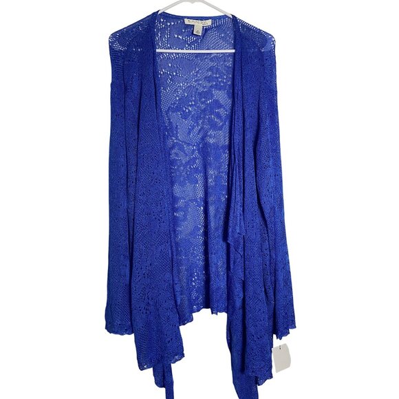 Emaline Woman Blue Lace Open Cardigan Wrap Duster sz 3X NWT - Picture 1 of 12
